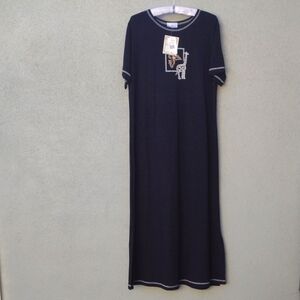 Key Wear Black Embroidered Giraffe Maxi Dress M